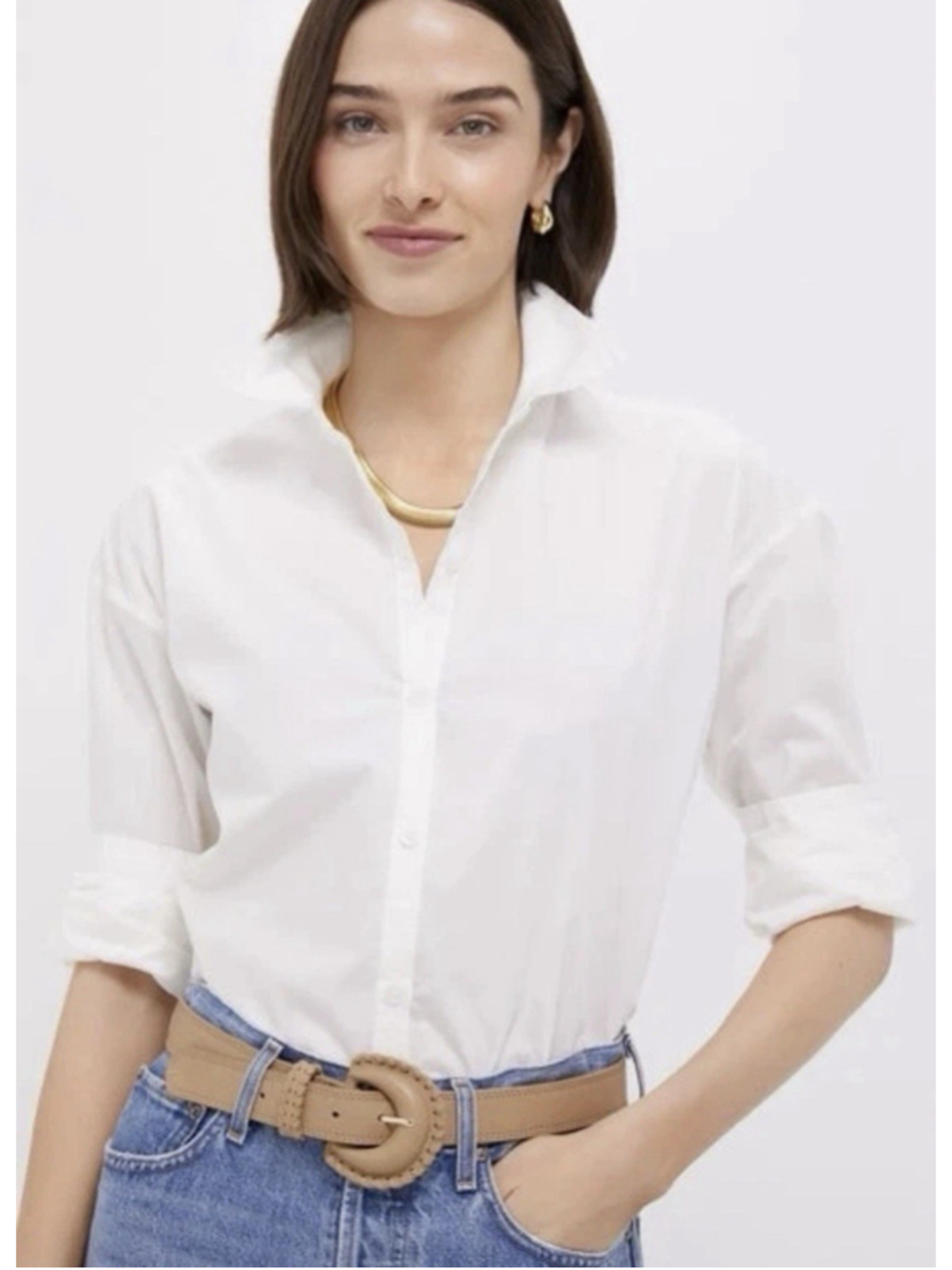 Tuckernuck White Wexler Cotton Button Down Shirt Womens Size Large White EUC